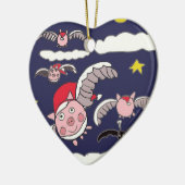 Flying Santa Pig Keramik Ornament (Links)