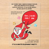 Flying Santa Red Bag Weißes Elephant-Party Acryleinladungen (Vorderseite)