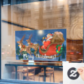 Flying Santa Reindeer und Sleigh  Fensteraufkleber (Café-Fenster)