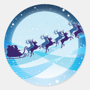 Flying Santa Runder Aufkleber