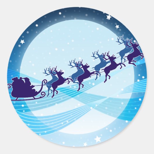 Flying Santa Runder Aufkleber (Vorderseite)