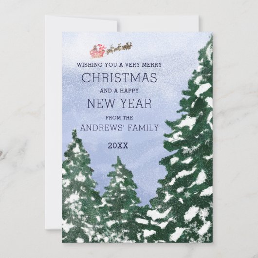 Flying Santa Snowy Winterbäume Weihnachten bemalt (Vorderseite)