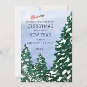 Flying Santa Snowy Winterbäume Weihnachten bemalt