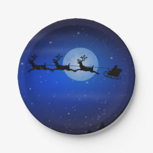 Flying Santa und seine Rentiere Pappteller