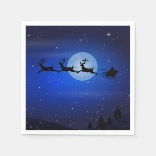Flying Santa und seine Rentiere Serviette (Vorderseite)