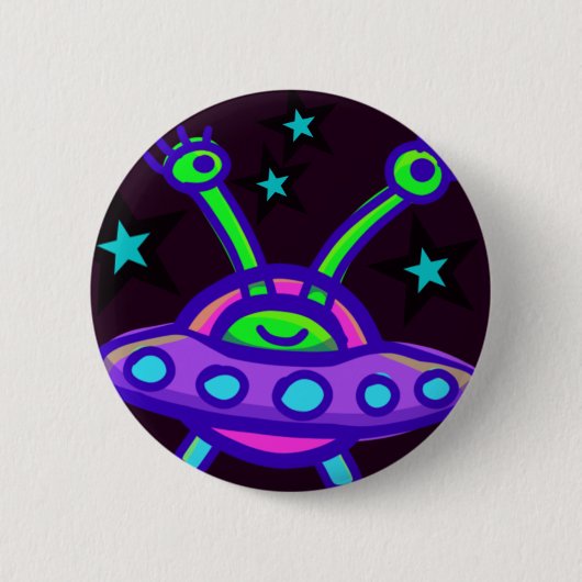 Flying Saucer-Außerirdischen im Button des Weltrau (Vorderseite)
