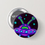 Flying Saucer-Außerirdischen im Button des Weltrau (Vorne & Hinten)