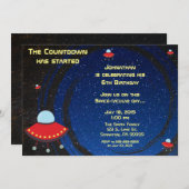 Flying Saucer Countdown Geburtstagseinladung Einladung (Vorne/Hinten)