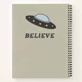 Flying Saucer & Green-Alien-Notebook Notizblock (Rückseite)