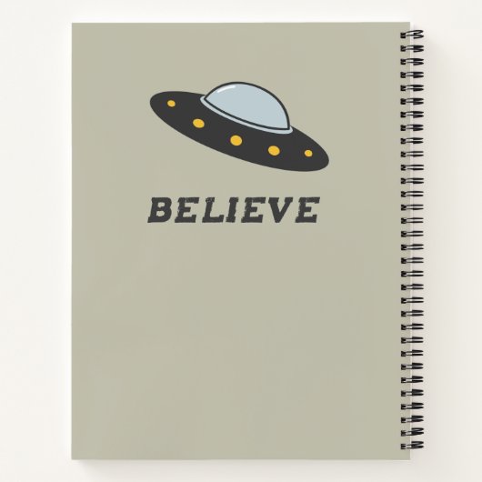 Flying Saucer & Green-Alien-Notebook Notizblock (Rückseite)