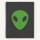 Flying Saucer & Green-Alien-Notebook Notizblock (Vorderseite)