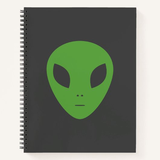 Flying Saucer & Green-Alien-Notebook Notizblock (Vorderseite)