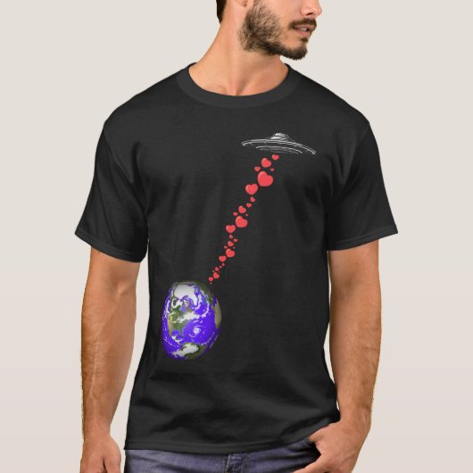 Flying Saucer Heart Bomber T-Shirt (Vorderseite)