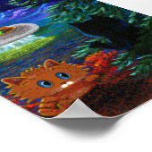 Flying Saucer UFO Black Cat Orange Tabby Poster (Ecke)