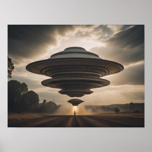 Flying Saucer UFO Landing Poster (Vorne)