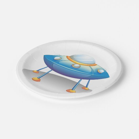 Flying Saucer UFO Pappteller (Schrägansicht)