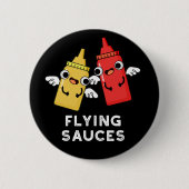 Flying Sauces Funny Food Pub Dark BG Button (Vorderseite)