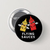 Flying Sauces Funny Food Pub Dark BG Button (Vorne & Hinten)
