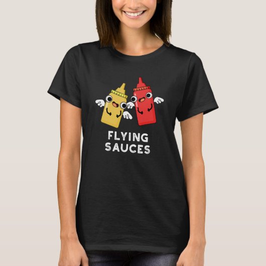 Flying Sauces Funny Food Pub Dark BG T-Shirt (Vorderseite)