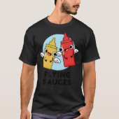 Flying Sauces Funny Food Puns T-Shirt (Vorderseite)