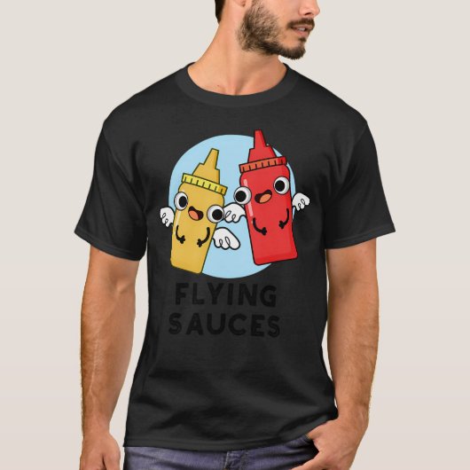 Flying Sauces Funny Food Puns T-Shirt (Vorderseite)