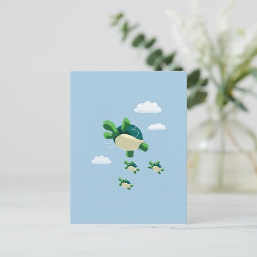Flying Schildkröte Postkarte (Stehend Vorderseite)