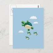 Flying Schildkröte Postkarte (Vorne/Hinten)