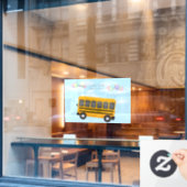 Flying School-Bus mit Balloons für 6 Foto Fensteraufkleber (Café-Fenster)
