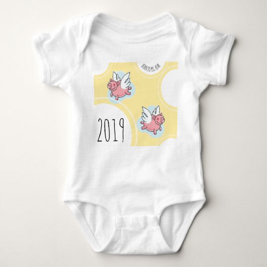 Flying Schweine New Baby geboren 2019 Baby Bodysui Baby Strampler (Vorderseite)