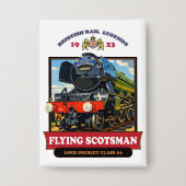 Flying Scotsman 4472 Dampf-Lokomotive Retro-Plakat Button (Vorderseite)