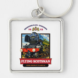 Flying Scotsman 4472 Dampf-Lokomotive Retro-Plakat Schlüsselanhänger