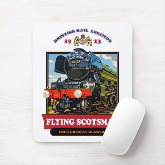 Flying Scotsman 4472 Steam Locomotive Retro Poster Mousepad (Mit Mouse)