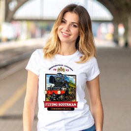 Flying Scotsman 4472 Steam Locomotive Retro Poster T-Shirt