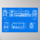 Flying Scotsman Blue Print Poster (Vorne)