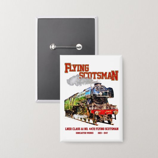 Flying Scotsman-Dampflokomotive Button (Vorderseite/Rückseite)