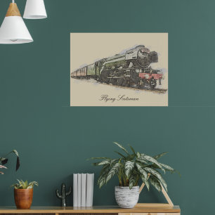 Flying Scotsman Pencil-Illustration Poster