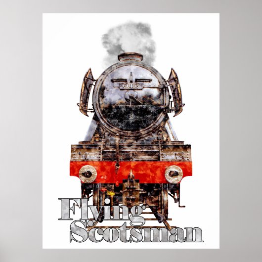 Flying Scotsman – Steam Locomotive Illustration Poster (Vorne)