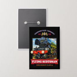 Flying Scotsman Steam Locomotive Vintage Poster Button