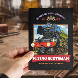 Flying Scotsman Steam Locomotive Vintage Poster Postkarte