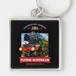 Flying Scotsman Steam Locomotive Vintage Poster Schlüsselanhänger