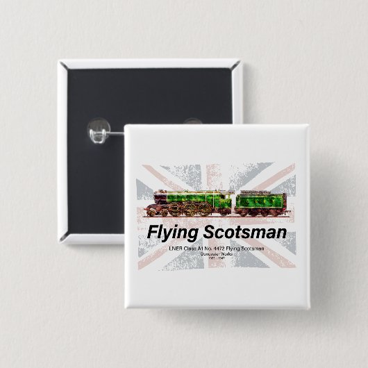 Flying Scotsman Steam Train English Locomotive Button (Vorne & Hinten)