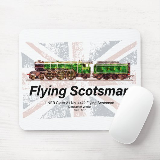 Flying Scotsman Steam Train English Locomotive Mousepad (Mit Mouse)