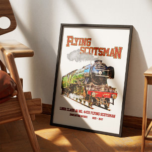 Flying Scotsman Steam Train English Locomotive Poster