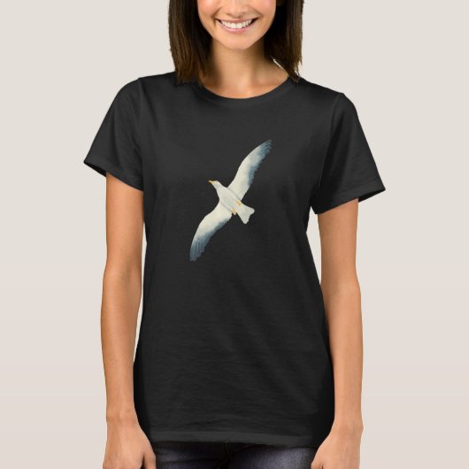 Flying Seagull Seabird Bird Wings Wide Open Cool W T-Shirt (Vorderseite)