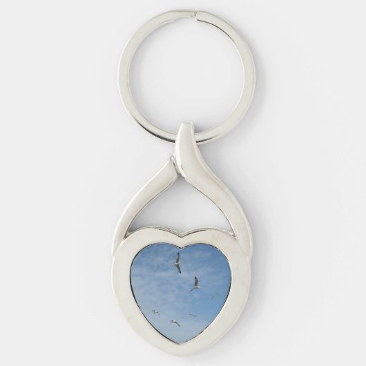 Flying Seagulls Heart Keychain Schlüsselanhänger (Vorderseite)