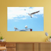 Flying Sitting Seagulls Birds Blue Sky Leinwanddruck (Insitu (Wohnzimmer))