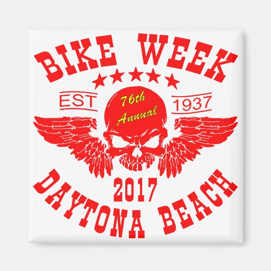 Flying Skull 76th Daytona Beach Bike Week 2017r Magnet (Vorne)