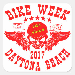 Flying Skull 76th Daytona Beach Bike Week 2017r Quadratischer Aufkleber