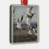 Flying Snow Gese Silbernes Ornament (Rechts)