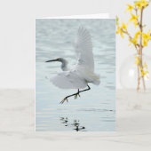 Flying Snowy Egret Karte (Gelbe Blume)